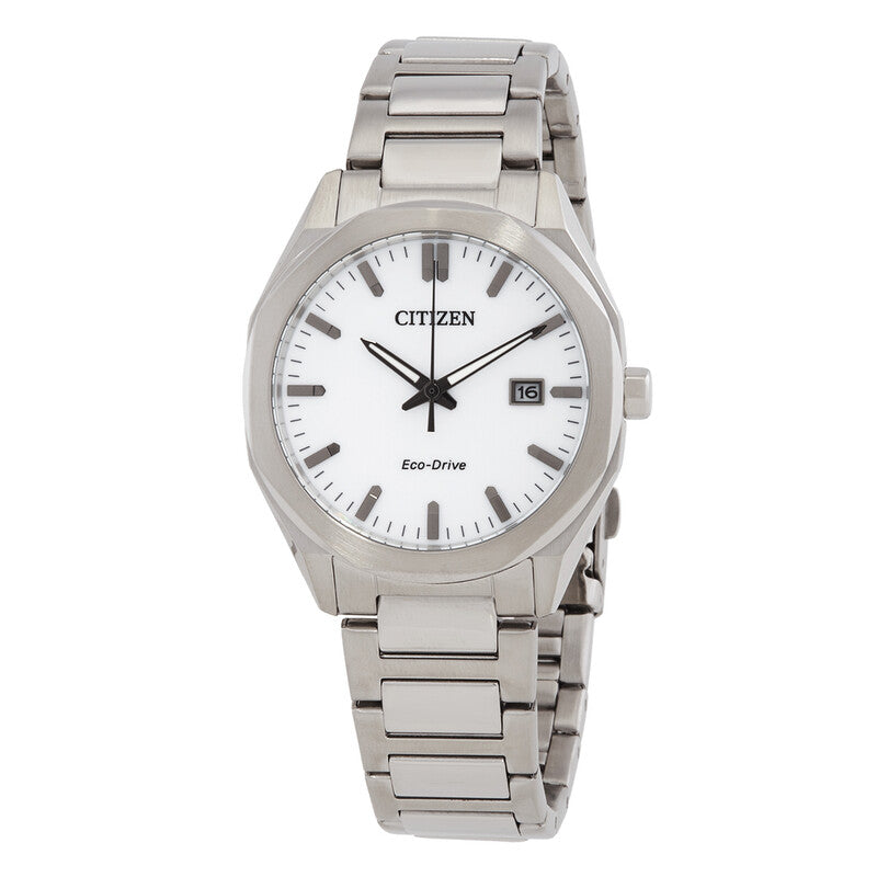 Reloj Unisex Eco-Drive de Caja Octogonal con Esfera Blanca - BM7620-83A